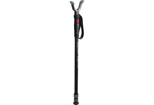 DeadShot Monopod erbjuder justerbar höjd (63–163 cm), hållbar aluminiumkonstruktion, snabb höjdjustering, gummifodrad BOG skjutstöd och bekväm skumgrepp.
