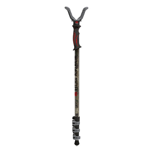 BOG Adrenaline Switcheroo Monopod Camo är perfekt för alla jaktsituationer, med lever leg locks, retraktabla metallspetsar och Switcheroo®-systemet för snabb växling av tillbehör.