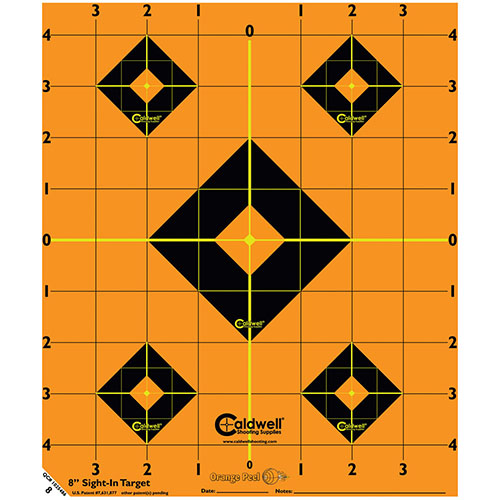 Caldwell Orange Peel® Targets gör det enkelt att se träffar med sin dual-color flake-off teknologi. Den orange bakgrunden underlättar sikte även på långa avstånd.