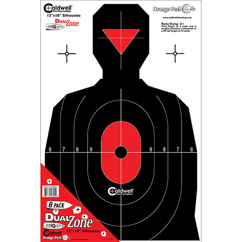 Caldwell Silhouette Flake Off Targets är perfekta för att förbättra dina defensiva skjutskickligheter med hög synlighet och 2:1 storleksförhållande.