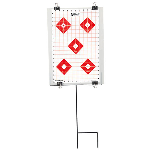 Caldwell® Ultra Portable Target Stand Kit är den perfekta allt-i-ett-lösningen för skjutbanan, med stativ, backer, klämmor och mål i ett kompakt paket.