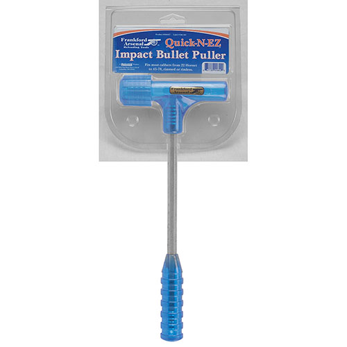 Frankford Arsenal Quick-N-EZ Impact Bullet Puller gör det enkelt att ta bort kulor med ett kraftfullt slag. Inkluderar tre collets för kalibrar från 22 Hornet till 45-70.