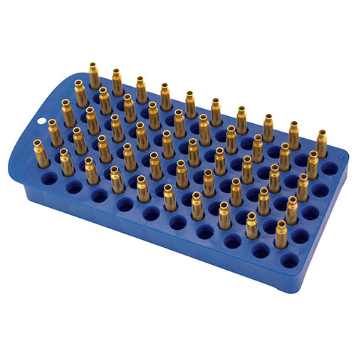 Frankford Arsenal Universal Reloading Tray är mångsidig och rymmer 50 patroner, perfekt för både rifle (.17 till .458) och handgun (9mm till 500 S&W) vid omladdning.