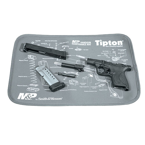 Tipton M&P Maintenance Mat skyddar vapnets yta med sin vadderade neoprenkonstruktion, absorberar oljor och lösningsmedel och är lätt att rulla ihop för transport.