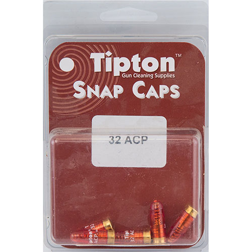 Tipton Snap Caps för 32 ACP skyddar ditt vapen genom att förhindra skador på tändstiftet, idealiska för justering av avtryck och lagring av fjädrar.