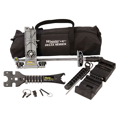 Wheeler Delta Series AR Armorers Essentials Kit innehåller alla nödvändiga verktyg för att bygga, reparera och underhålla AR-15/M16 med precision och lätthet.