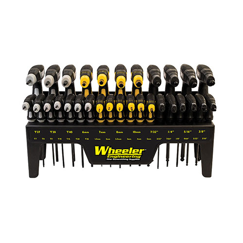 Fullända din arbetsbänk med Wheeler 30-delars P-Handle-setet, som ger snabb och enkel åtkomst till SAE Hex, Metric Hex och Torx-drivrutiner.