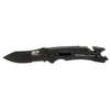 M&P Dual Knife & Tool erbjuder en 3.5" blad av 8Cr13MoV stål, gummihandtag, och flera funktioner som fönsterknackare, flasköppnare och skruvmejsel.