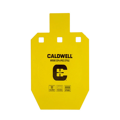 Caldwell AR500 33% IPSC Steel Target är hållbar och synlig, klarar upp till 3000 fps och 3500 ft.lbs, perfekt för träning och tävling.