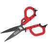 BUBBA Medium Shears är mångsidiga med mikro-serrerade blad för monocarbon, fluorocarbon och flätad lina, plus funktioner som flaskaöppnare och halkfria handtag.