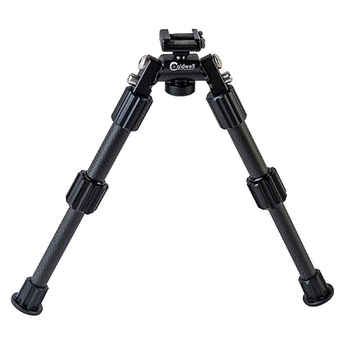 Caldwell Accumax Pic Rail Bipod 6”-9” erbjuder snabbutvecklade kolfiberben, gummifötter för stabilitet och enkel justering med twist-lock och 180 graders benvinkel.