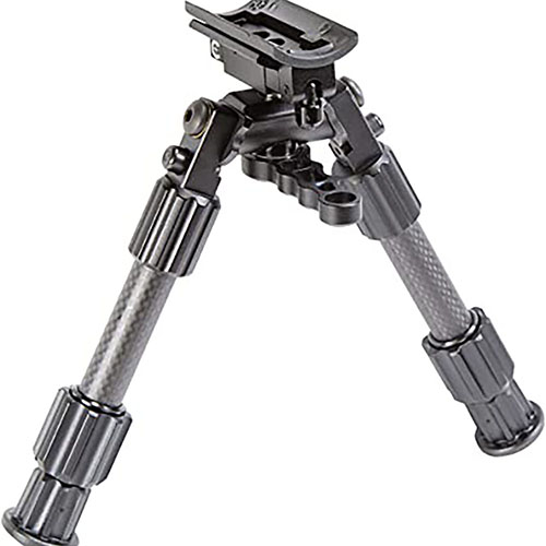 Caldwell Accumax bipod med lätta kolfiberben, 360° panorering, snabb justering och säker låsning för optimal stabilitet och användarvänlighet.