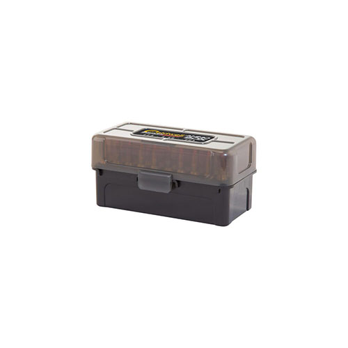 Caldwell AR-15 Mag Charger Ammo Box rymmer 50 patroner av .223, 5.56 x 45 och .204, har en avtagbar lock och är tillverkad av slitstark polymer för långvarig förvaring.