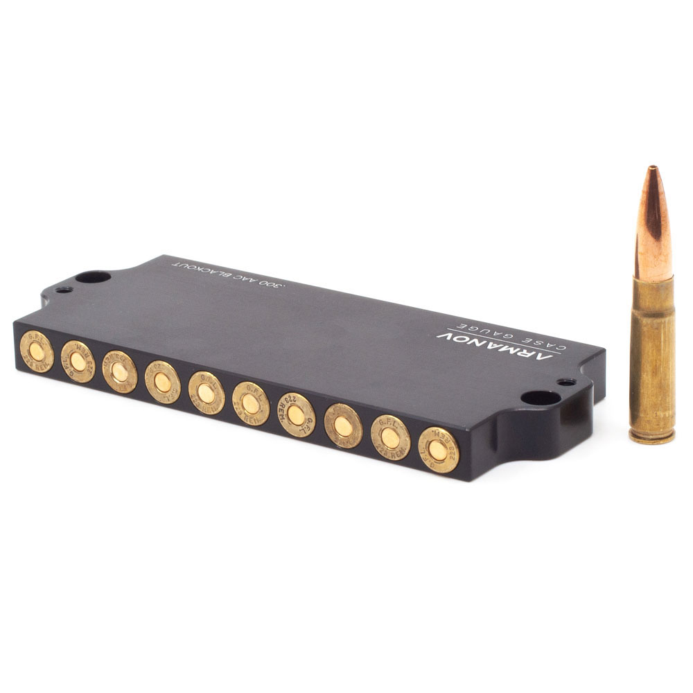 Armanov Case Gauge för .300 AAC Blackout erbjuder precision, snabbhet och möjlighet att stapla, vilket sparar tid och säkerställer pålitlig ammunition.