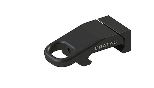 ERATACs adapter för HK snap hook möjliggör sidofäste på Picatinny rails med en stor, oval öppning för enkel och smidig clipsning av snap hook.