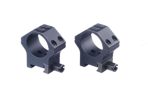 ERATAC Two-Piece Ring Mounts erbjuder robust konstruktion i flygplansklassad aluminium, snabba fästealternativ och anpassningsbar rail tension för perfekt passform.