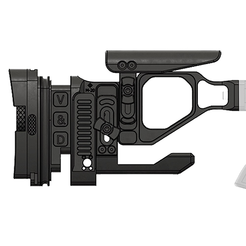 VISION & DESIGN Buttstock Standard är speciellt utformad för Vision Chassis, vilket ger överlägsen stabilitet och komfort för en förbättrad skytteupplevelse.