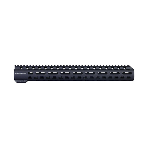 SCHMEISSER Handguard Free Float M-Lok erbjuder hög precision och stabilitet med en elegant Slim-Line design, M-Lok fästen och hållbara HELICOIL insatser.