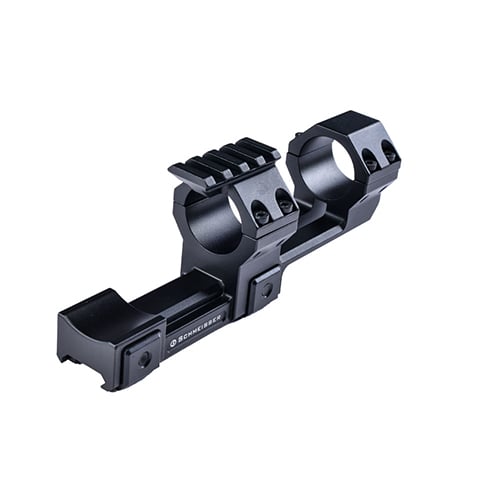 SCHMEISSER SMP Mount är en robust enstycksmontering med 30 mm ringar, perfekt för stora kikarsikten, med säker fästning på Picatinny rail och enkel installation av reflexsikten.