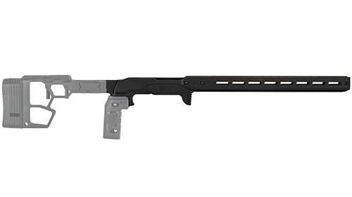 MDT ACC Premier Gen2 Chassit erbjuder en stabil plattform med 15" förhand, ARCA-skena för bipod, och enkel installation utan gunsmith, perfekt för precision.