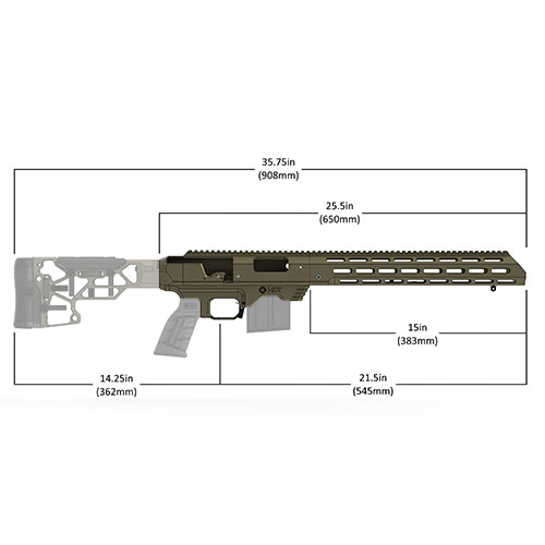 MDT TAC21 Gen 2 Chassis System erbjuder överlägsen ergonomi, modulär design och snabb installation för ökad precision och mindre rekyl.