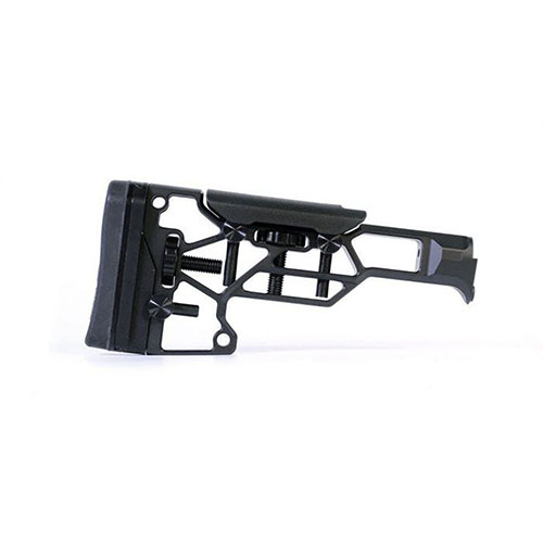 MDT Skeleton Rifle Stock V5 Standard erbjuder verktygslös justering för optimal komfort och prestanda, med justering av kindstöd och buttpad för perfekt passform.
