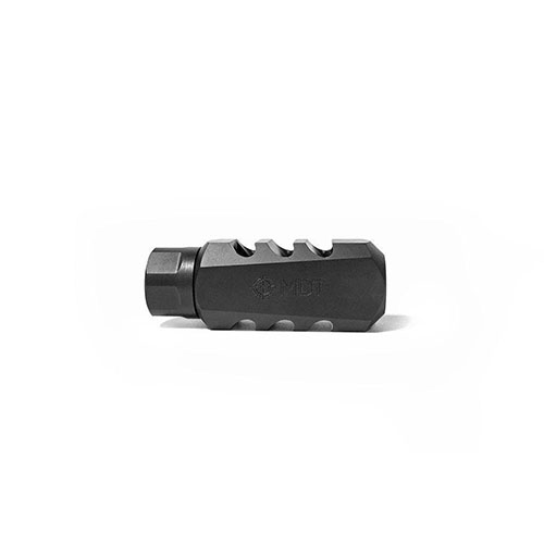 MDT Elite Muzzle Brake minskar rekyl med upp till 66%, förbättrar följdskottens hastighet och precision, och är perfekt för rekylkänsliga skyttar.