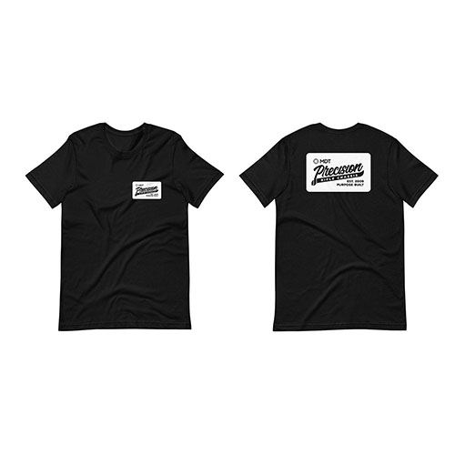 MDT Apparel T-Shirt - Precision i storlek 4XL är tillverkad av 60/40 cotton/polyester, vilket ger en mjuk och hållbar känsla för alla skytteentusiaster.