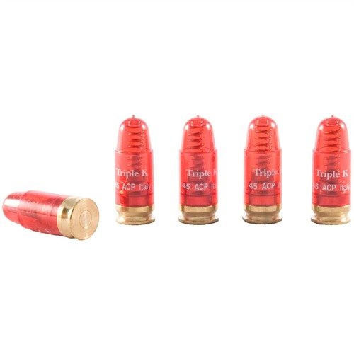 DELUXE SNAP CAPS DUMMY ROUNDS, .45 ACP skyddar avtryckare och bushings under torrträning, med en ljus färg för att undvika förväxling med skarpa patroner.