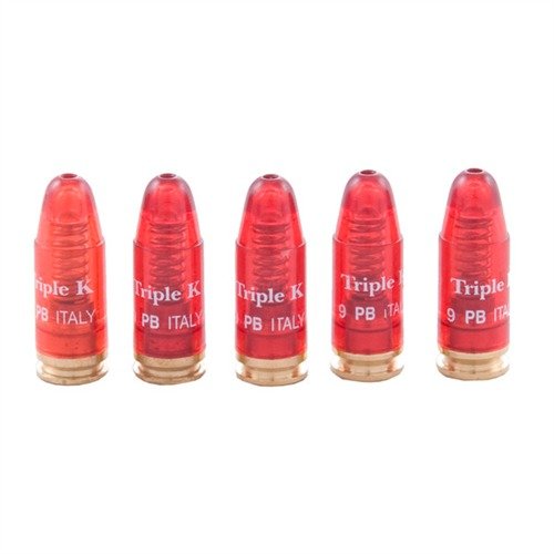 DELUXE SNAP CAPS 9MM skyddar avtryckare och bushings med fjädrande "primers" för säker torrskjutning. Klara färger för att undvika blandning med skarpa patroner.