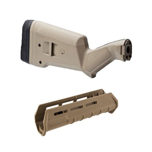 SGA är en anpassningsbar kolv för Remington 870 med många tillbehör, medan M-LOK förendet ger lätt vikt och flexibilitet för tillägg av M-LOK tillbehör.