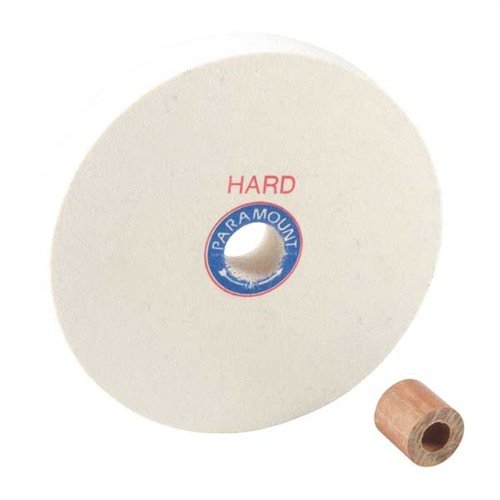 Högkvalitativa 6" hårda filthjul med 1/2" arbor, perfekta för professionell polering och finish, med anpassade adaptrar för olika maskiner.