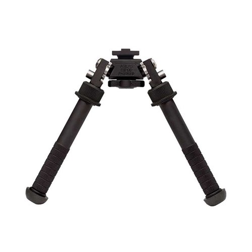 V8 ATLAS BIPOD är en lätt aluminiumbipod med justerbara ben, 180° fram- och bakjustering, och grippy gummifötter för stabil skjutning på alla underlag.