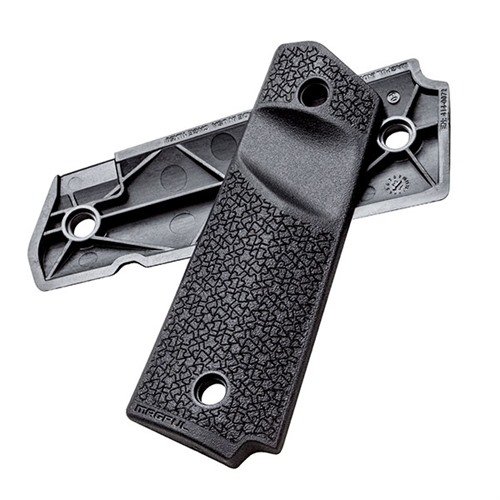 MOE Grip Panels för 1911 fullstorlek erbjuder ett unikt diamantformat tvärsnitt för bättre grepp, aggressiv magasinutlösning och kompatibilitet med ambidextrösa säkerheter.