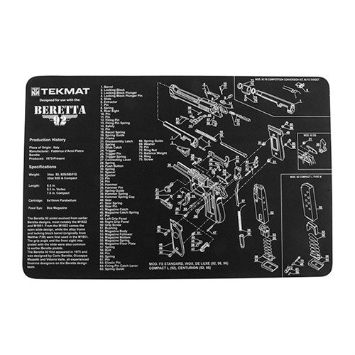 Den hållbara och flexibla PISTOL GUN MAT skyddar din Beretta 92 under rengöring, med en mjuk polyester-topp och halkfri neopren-baksida för stabilitet.