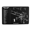 TEKMAT Pistol Gun Cleaning Mat skyddar din pistol under rengöring med en mjuk polyesteröverkant och halkfri neoprenbacking, samt detaljerad partsdiagram.