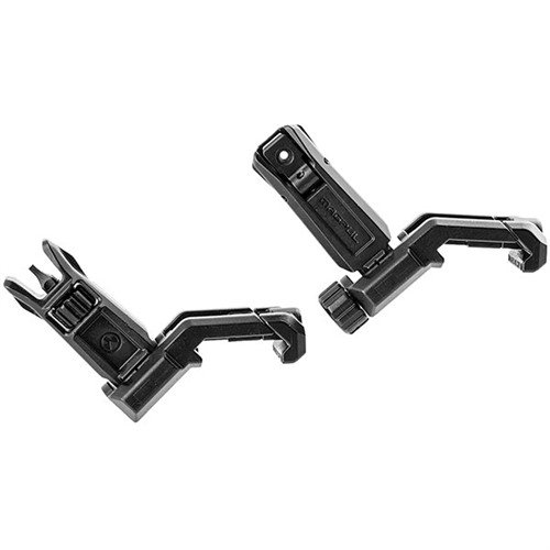 MBUS Pro Offset Sight Set erbjuder hållbara, justerbara sikten för AR-15 med snabb installation och låg profil, perfekt för att komplettera magnifierade optik.