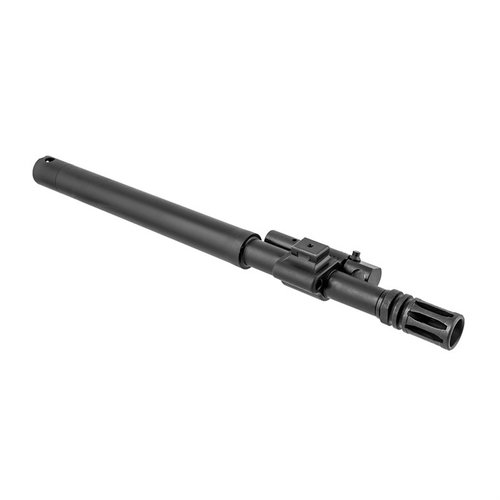 MCR BARREL ASSEMBLY HEAVY 5.56 1-7 erbjuder en justerbar gasreglering, kromad insida och A2 flash hider, perfekt för ARES Defense MCR vapensystem.