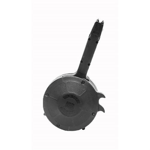 KCI:s 50-ronders trummagasin för Glock® 17 / 19 / 26 erbjuder hög kapacitet, snabb laddning och hållbar konstruktion för pålitlig skytte.