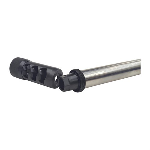 Hellfire Muzzle Brake Universal Adapters möjliggör snabb och enkel montering på flera vapen, med precisionstillverkning i rostfritt stål och svart nitride finish.