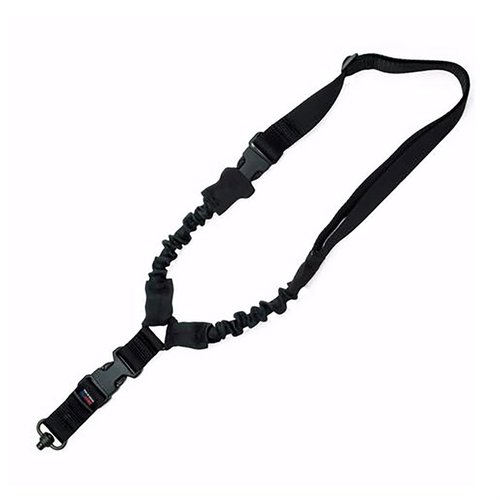 GrovTec Bungee Sling erbjuder elastiska chockkord som minskar stötar, snabb fäste med push-button swivel och lätt avtagbar design för smidig användning.