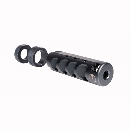 Ultradyne Apollo Max 6.5 Creedmoor kompensator minskar rekyl, ger snabbare följdskott och passar 5/8-24 TPI, tillverkad av hållbart 416 rostfritt stål.