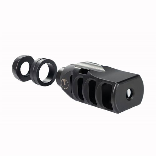 Ultradyne Pegasus 6.5 Creedmoor compensator minskar rekyl, ger stabil sikte och passar 5/8-24 TPI, tillverkad av korrosionsbeständigt stål.