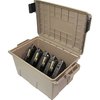 TACTICAL RIFLE MAGAZINE CANS håller upp till 9 AK-47 magasin med säkerhet, stapelbar design och lätt bärhandtag för enkel transport.