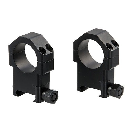 TSR Picatinny scope rings i 7075-T651 aluminium ger överlägsen hållkraft och precision, med fyra skruvar för enkel justering av riktmedlet utan rotation.