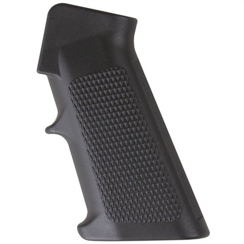 AR-15 A2-stil pistolgrepp i svart polymer erbjuder en bekväm och säker hållning med raka linjer och en enkel fingerled, passar både gevär och karbin.