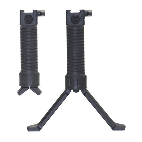 Militärmodell Grip Pod med Picatinny-fäste erbjuder en vertikal förendgrepp och en snabbutvecklad bipod för stabilitet och kontroll vid skytte.