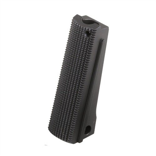 Få ett fast grepp med 25 lpi maskinskuren checkering på dessa 1911 mainspring housings, vilket förbättrar noggrannhet och återkopplingskontroll.