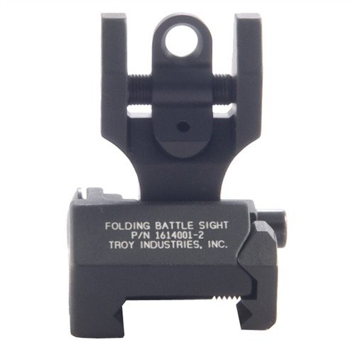 TROY INDUSTRIES AR-15 Flip-Up Justerbar Bakre Sikte erbjuder robust backup-siktning, lätt att fälla upp och justera, samma höjd som fabriksjärnsikten.