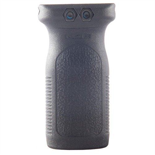 Lättviktsvertikala grepp som ger maximalt vapenkontroll, ergonomisk design, säker grepp i alla väder och kompatibel med Picatinny och icke-railed förender.